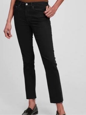GAP Vintage Slim Mid Rise Jeans Black Rinse Raw Hem Size 28 / 6 R (29x26)